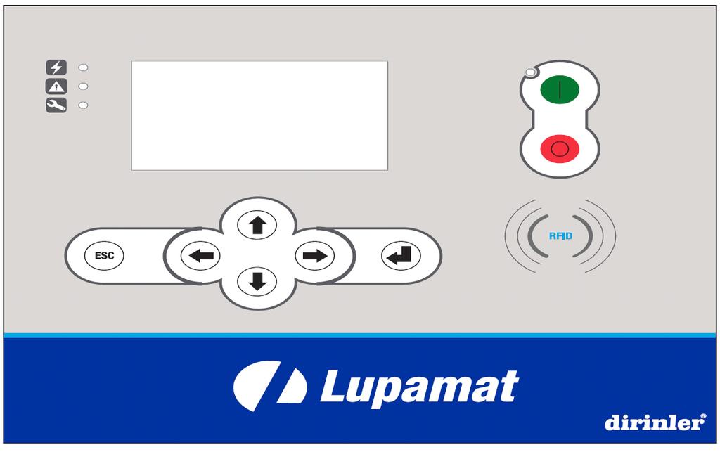 Mikroişlemcili Kontrol Ünitesi 240x128 grafik LCD panelli, panel üzerinde kompresör sistemi mimik diyagram gösterimli, RS-232 veri yolu ile modbus RTU haberleşme protokolü, Harici RS-485 portu