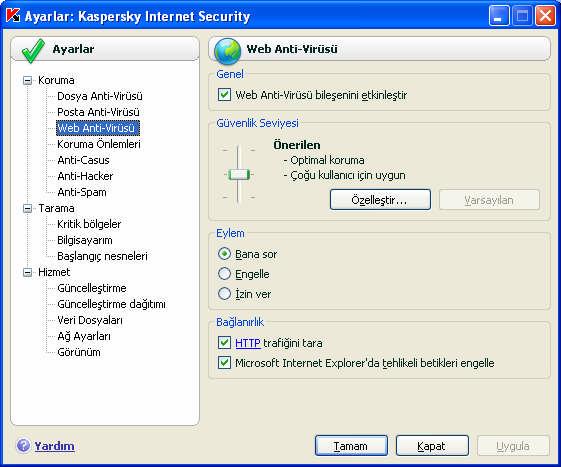 6: Antivirüs durum ve ayar pencereleri Resim 1.