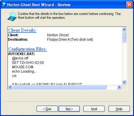 Disketdeki dosyaların tümünü Nero ile CD ye yazdırısanız Ghost Boot CD elde edilir. 2.