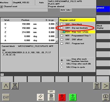 1.2. Programın ĠĢletilmesi Resim 1.6: Dry Run seçeneği 1.2.1. Satır Satır Modda ÇalıĢtırma (Single Block) Program tezgâh hafızasına alındıktan ve tüm hazırlıklar bittikten sonra program satır satır (blok blok) emniyetli bir Ģekilde denenmelidir.