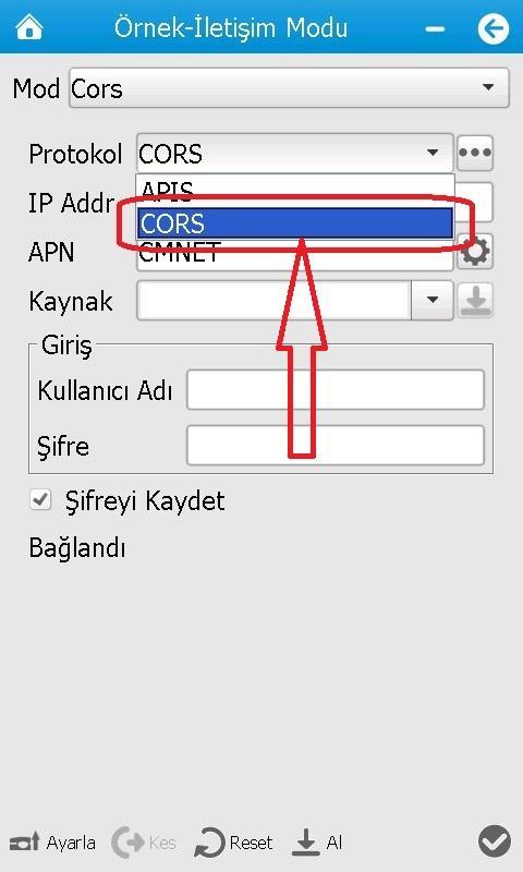 3-İletişim Modu - CORS Ayarlaması Foto-16 Foto-17 Foto-18 Cors ayarlaması için öncelikle çalışma modumuz Cors altından Protokol CORS şeklinde seçilmelidir.