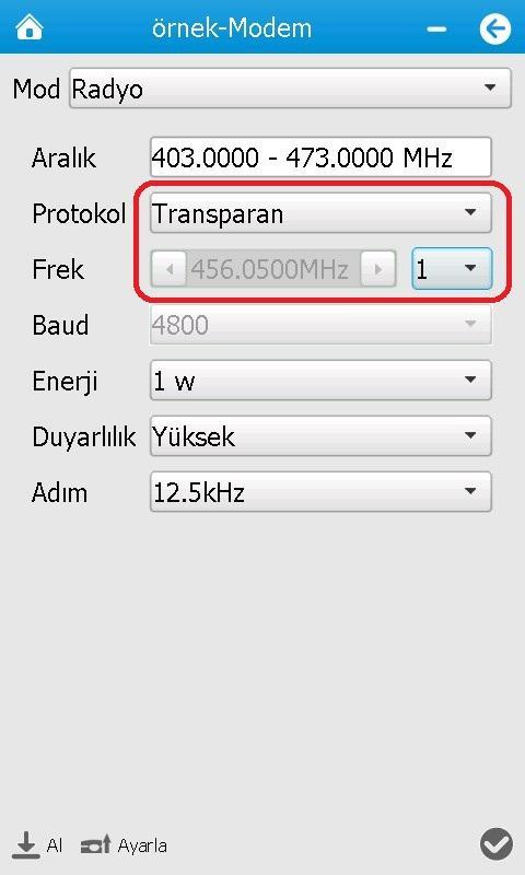 (Foto-25) Frek hangi frekansta RTK sabiti kuruldu ise o frekans seçilir.
