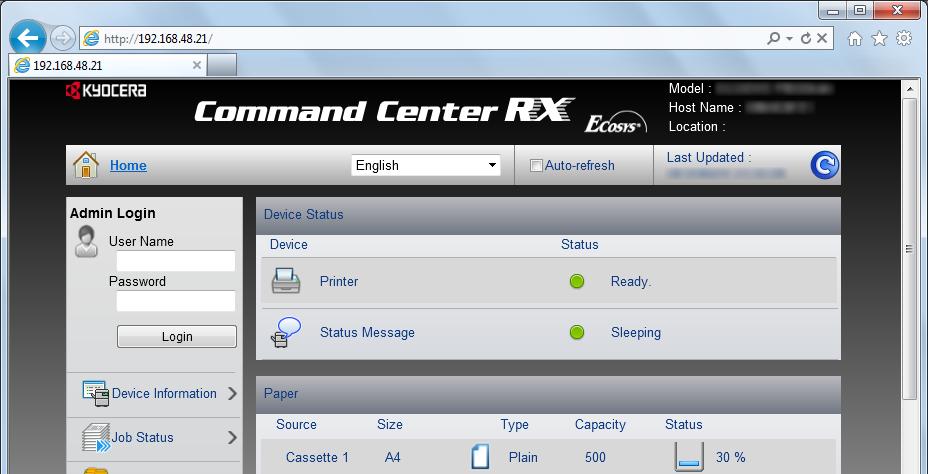 Yazdırma İşlemi Ayarlama Tanım Yönetici Genel Kullanıcı Network Settings Security Settings Management Settings Daha ileri ağ ayarlarını yapılandırın.