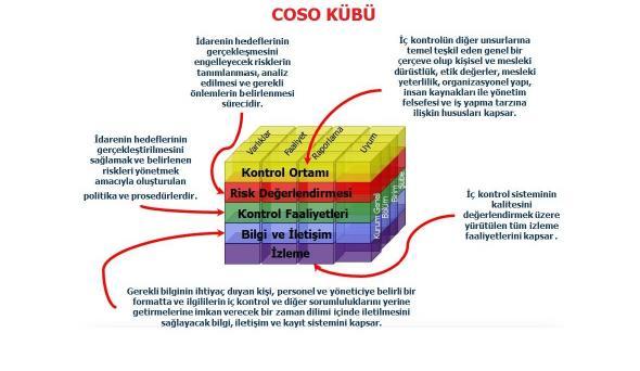 COSO raporunda; raporların güvenirliği, faaliyetlerin etkinliği ile verimliliği ve mevzuata, kurallara uyumu amaçlarını gerçekleştirecek iç kontrol sistemi beş unsurdan (bileşenden) oluşur.