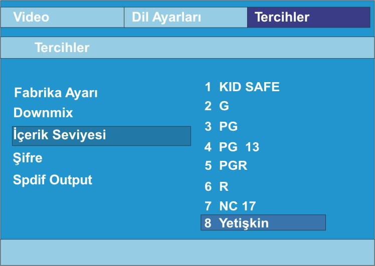 Tercihler dijital şifreyi girmelisiniz. Şifrenizi unutursanız lütfen teknik servisle temas kurunuz.