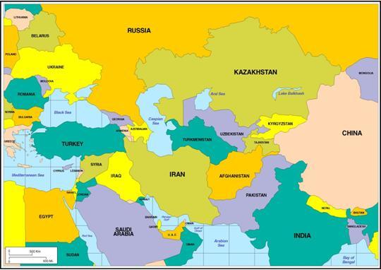 ġekil 5.2 : Türk Dillerinin KonuĢulduğu BaĢlıca Coğrafyaların Haritası Türk dilleri çoğunlukla eski SSCB den ayrılarak bağımsızlığını ilan eden ülkelerde konuģulmaktadır.