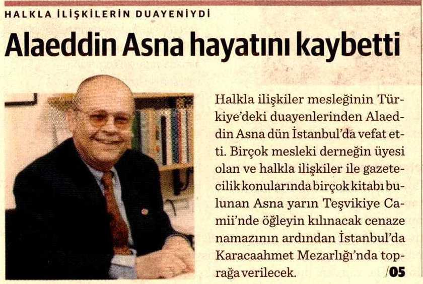 ALAEDDIN ASNA HAYATINI KAYBETTI Yayın Adı : Dünya Periyod :