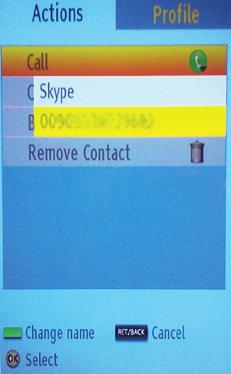 contact list screen and press OK.