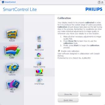 Color Calibration (Renk Kalibrasyonu) için Örnek: 1. Show Me (Bana Göster) renk kalibrasyonu eğitselini başlatır. 2. Start (Başlat) - 6 adımlı renk kalibrasyonu işlemini başlatır. 3.
