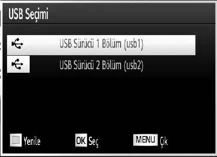 veya tuşlarını kullanarak bir aygıt seçiniz ve OK tuşuna basınız. USB Üzerinden Video Görüntüleme Bir önceki menüye dönmek için RETURN tuşuna basınız.