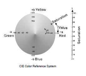 2 Çalışma Teorisi Örnek ve ölçülen nesne arasındaki renk farkını CIE_Lab, ve E, L, a, b çıkış veri değerleri ile sonuçlandırırsınız. E+ toplam renk farkını temsil eder.