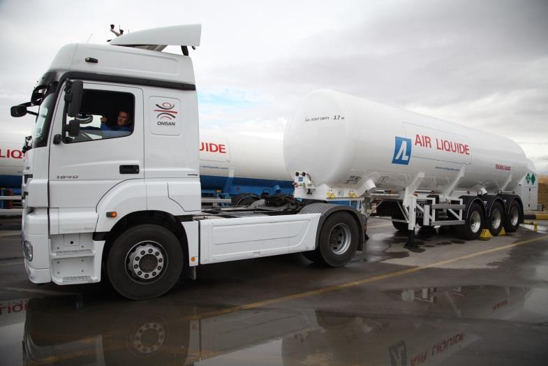 Sıvılaştırılmış Endüstriyel Gaz Taşımaları OMSAN, Air Liquide firmasına endüstriyel sıvılaştırılmış gaz (oksijen, azot, argon) taşımacılığı hizmeti vermektedir.