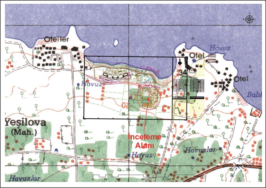 IV.2.2.2. TOPOĞRAFYA Başkaya ve İnterşans Ltd. e ait Turistik Tesis Projesi İnceleme alanı Beşparmak dağlarının kuzeyinde olup; arazinin yaklaşık eğimi kuzeye doğru % 1-2ᵒ olmaktadır.