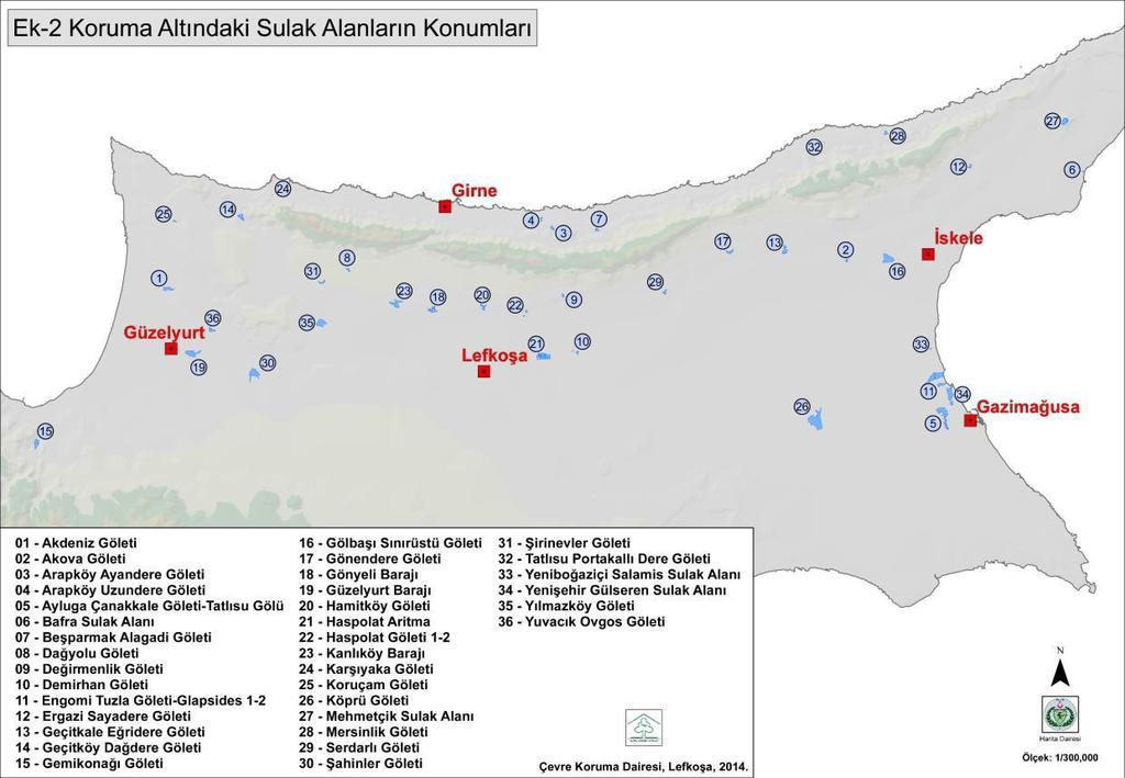 Proje yeri Harita 11 Koruma altındaki sulak alanların