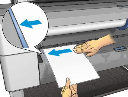 Sayfayı sonuna kadar yazıcının içine itin. UYARI! Parmaklarınızı yazıcının kağıt yolunun içine sokmayın. 8.