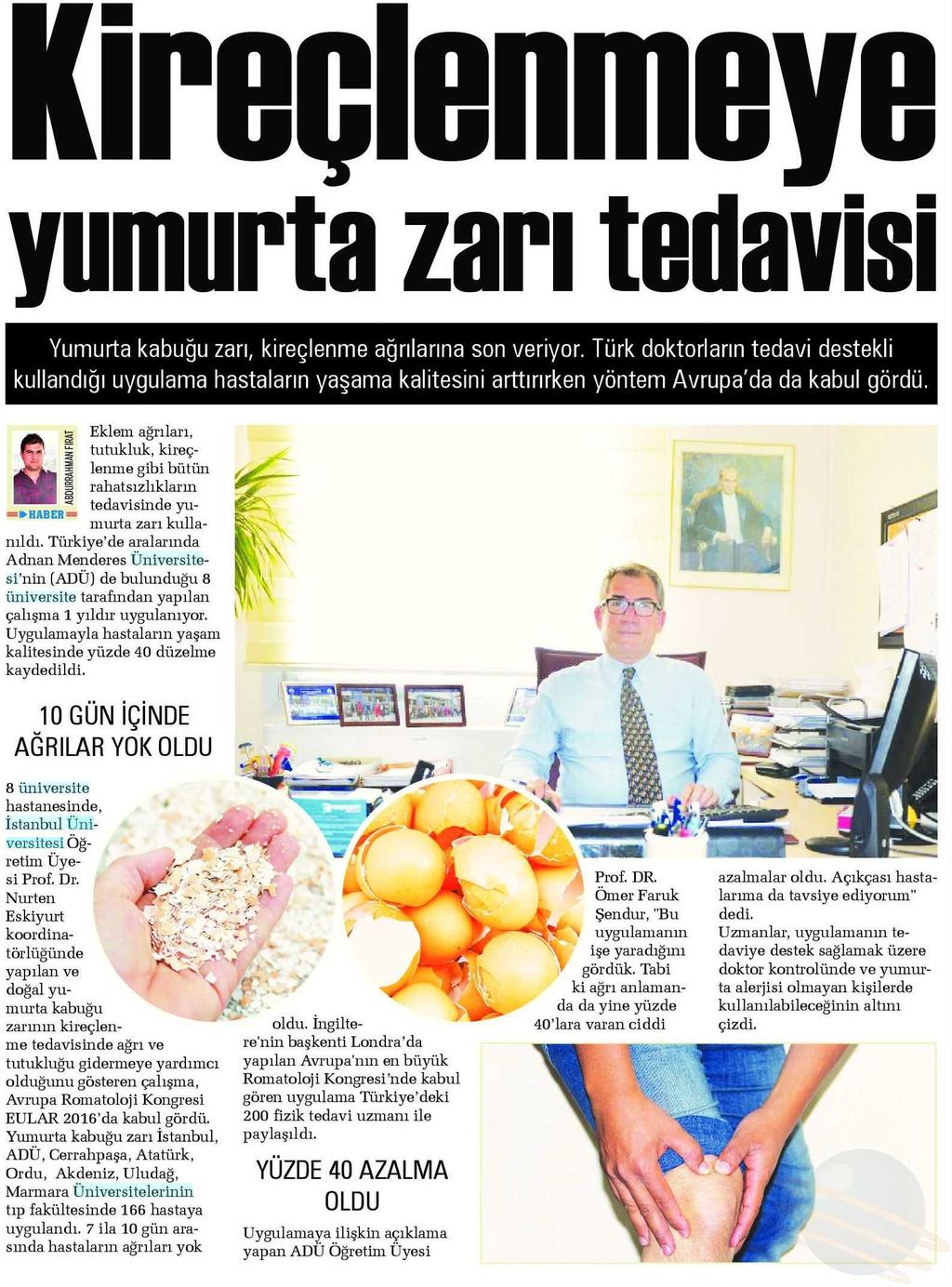 KIREÇLENMEYE YUMURTA ZARI TEDAVISI Yayın Adı : Aydın Ses Gazetesi