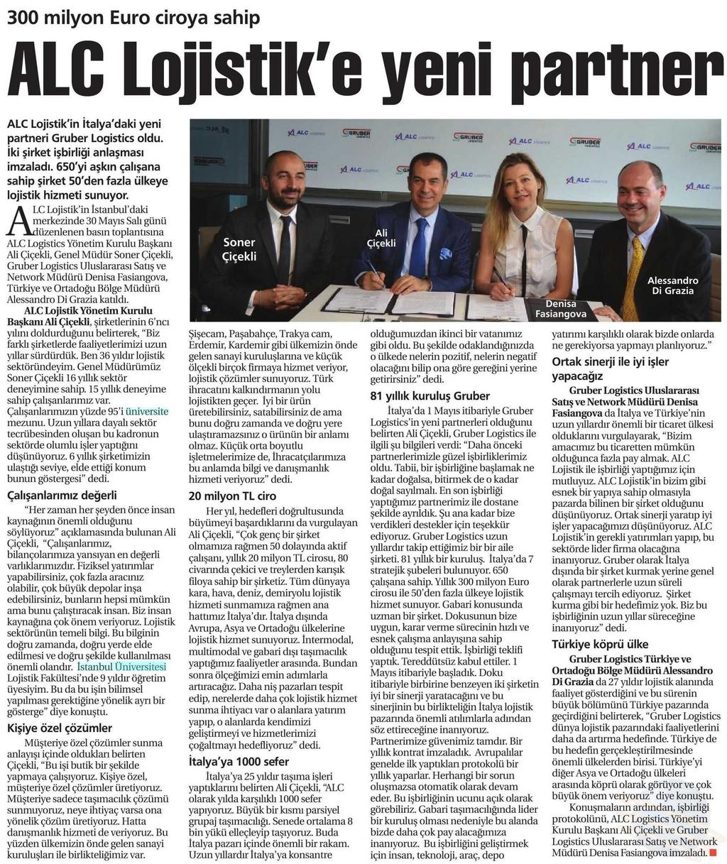 ALC LOJISTIK E YENI PARTNER Yayın Adı : Tasıma Dünyası