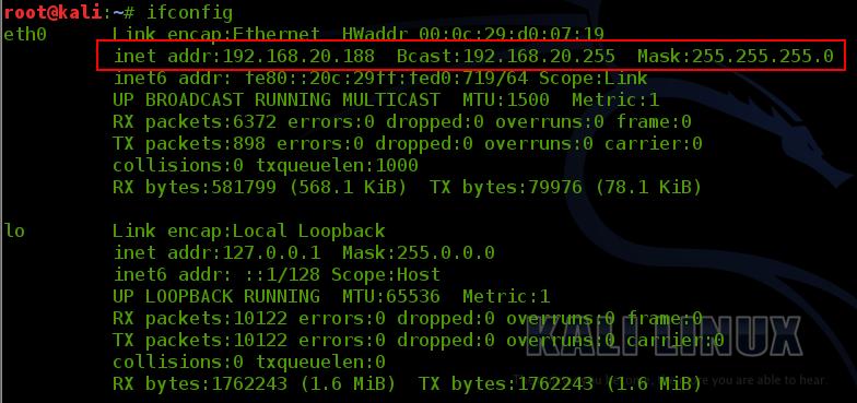 IP adresi 192.168.20.188, o zaman taranması gereken ağ 192.168.20.0/24 olacaktır.