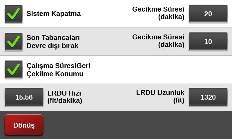 Minimum Kontrol Paneli Ayarı (Devamı) Konum Kaybı Ayarlama Kontrol Paneli Ayarı Konum Kaybı durumunda, üç farklı konum kaybı fonksiyonu ayrı ayrı veya bir arada kullanılarak makinenin çalışmasını