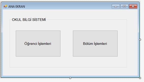 Öğr. Gör. M. Mutlu YAPICI Visual Studio ve SQL Bağlantısı Şimdi visual studio da bir Windows form uygulaması açın ve aşağıdaki gibi tasarımı yapın.