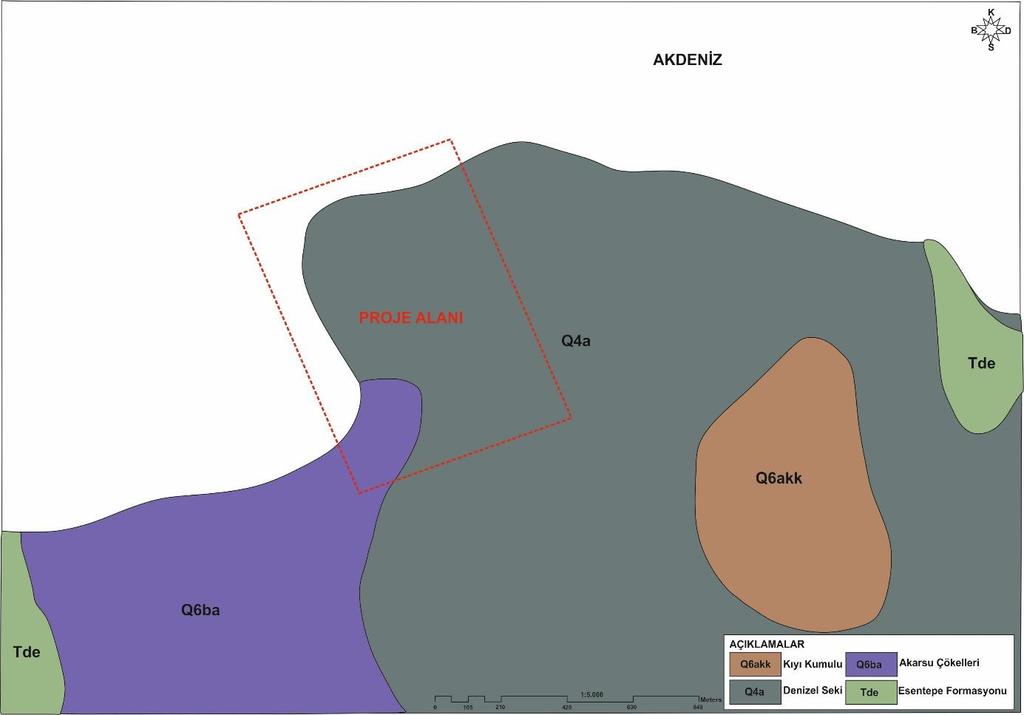 Harita 3 İnceleme alanı ve yakın çevresine ait 1/5.000 ölçekli jeoloji haritası (Hakyemez ve diğ.,2002 den revize edilerek hazırlanmıştır).