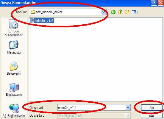 Adım 10 Bu bölümde tanıtmak istediğimiz Modem Sürücünü