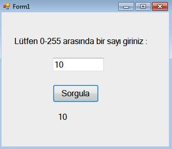 private void button1_click(object sender, EventArgs e) label2.visible = true; byte sayi; try sayi=convert.tobyte(textbox1.text); label2.text = sayi.