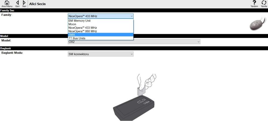 6) FloR veya Smilo kumandaların SMX alıcılara yüklenmesi : 6-1) O-Box cihazını ve PC programını açın.