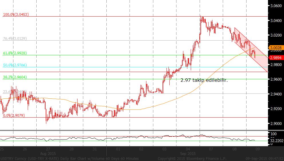 USD/TRY: Kur artan terör olayları sonrası yükselmiş ve 3,0475 tarihi zirvesini görmüştü.