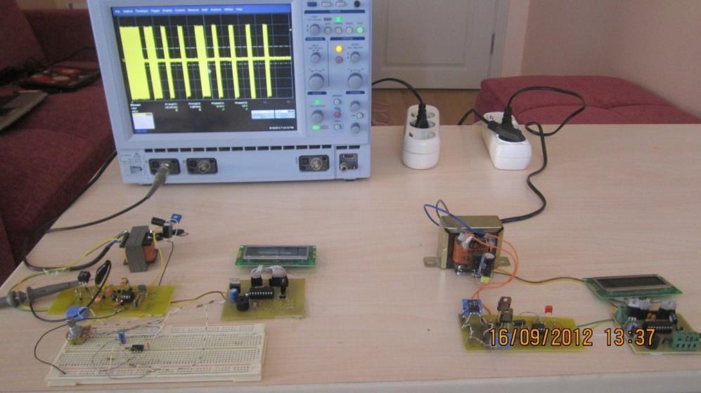 130 Resim 5. 10. Alıcı ve verici devrenin birlikte denenmesi. (Mesafe=40m) Şekil 5. 48. Tasarlanan verici devre sinyal gönderme bölümü Şekil 5. 49.
