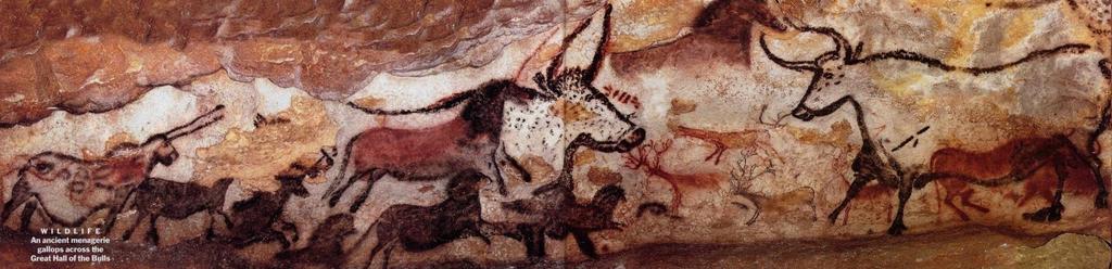 Mağara sanatı figüratif (en çok hayvan, bazen insan) abstre (çizgiler, noktalar, )