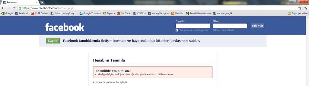 Recover Sayfasında Girdiğimizde Kullanıcı Hakkında Aldığımız Bilgileri Yazıyoruz ve Arama Düğmesine Tıklıyoruz.