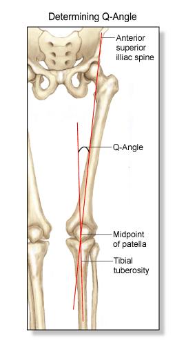 Patellofemoral eklemin ekseni kuadrisepsin Q açısı ile tayin edilir.bu açı,sias ile patellanın orta noktasını ve bu noktayı tuberositas tibiaya birleştiren doğrular arasındaki açıdır.