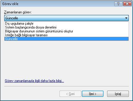 İsteğe bağlı bilgisayar taraması ve Güncelle en sık kullanılan zamanlanmış görevler olduğu için yeni güncelleme görevinin nasıl ekleneceğini açıklayacağız.