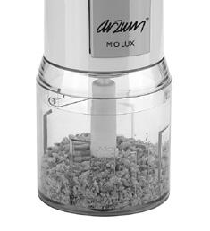 You can break ICE thanks to the double-folded and double-sided stainless steel blades of your Arzum Mio Lux Chopper.