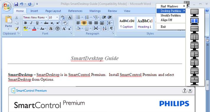 etkin pencere başlık çubuğuna götürün. Sağ Tıklama Menüsü Aşağı açılır menüyü görmek için Desktop Partition (Masaüstü Bölümü) simgesini sağ tıklatın. 1.