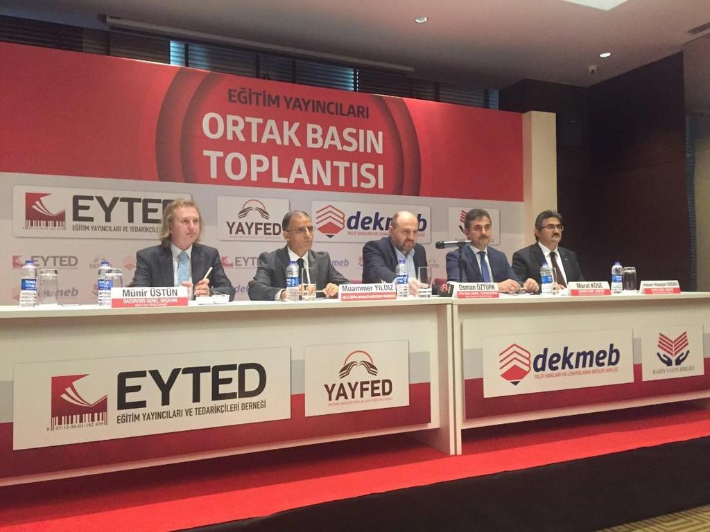 MEB EĞİTİM YAYINCILARI ORTAK BASIN TOPLANTISI DÜZENLENDİ 15 Temmuz 2016 da girişilen kanlı darbe teşebbüsü sonrasında MEB tarafından yayınlanan bir genelgede okullardaki yardımcı ders kitaplarının