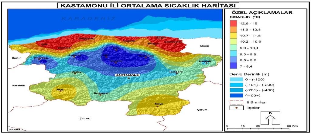 Karadeniz Kıyısından İç Kesime: Kastamonu Çevresinin İklim Parametreleri akmaktadır. Eğimin fazla olması akıģ hızlarını ve aģındırma güçlerini artırmaktadır.