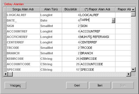 Görüldüğü üzere, stok fişlerinin listeleneceği raporda fiş satırlarının da listelenebilmesi için STLINE table ı detayda belirtilmiştir.