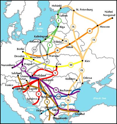 Şekil 5.4 : Pan-Avrupa ulaştırma koridorları haritası [23