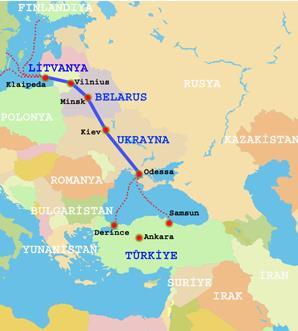 Treni nin, Ukrayna-İliçevski/Derince hattında çalışan feribotlarla bağlantısı sağlanarak Derince/Samsun limanlarına gelen yüklerin Türk vagonlarına aktarılmak suretiyle Türkiye üzerinden Akdeniz,