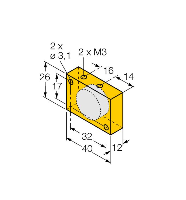önerilen mesafe: 3 4 mm DM-Q12 6900367 Tahrik mıknatısı; dikdörtgen, plastik; BIM-(E)M12 sensörlerde erişilebilen anahtarlama mesafesi 58 mm, BIM-EG08 sensörlerde 49 mm; Q25L doğrusal