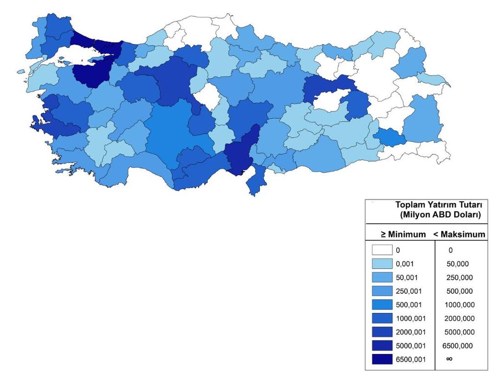 Harita 11: 2012-2016 Yılları Arasında Yatırım Projelerinin