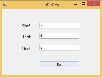 Resim 10. InStrRev metodunun kullanımı StrComp Metodu İki string ifadenin birbiri ile karşılaştırılmasında kullanılan bir yöntemdir.