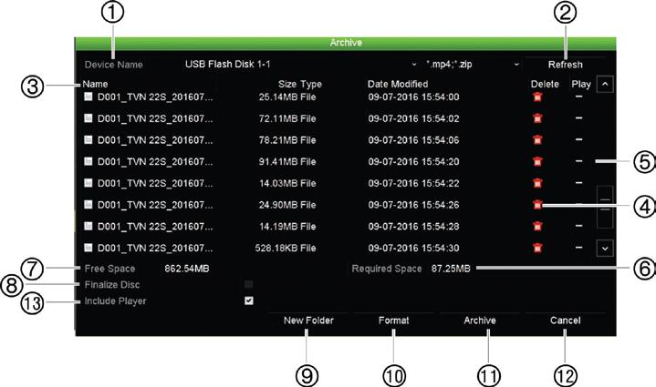 Bölüm 8: Dosyaları arşivleme Bir USB bellek sürücüsü kullanıyorsanız, cihazı ön paneldeki USB portuna takın. Eğer birden fazla ortam tipi bulunursa, USB cihazı diğerlerine göre öncelikli konumdadır.