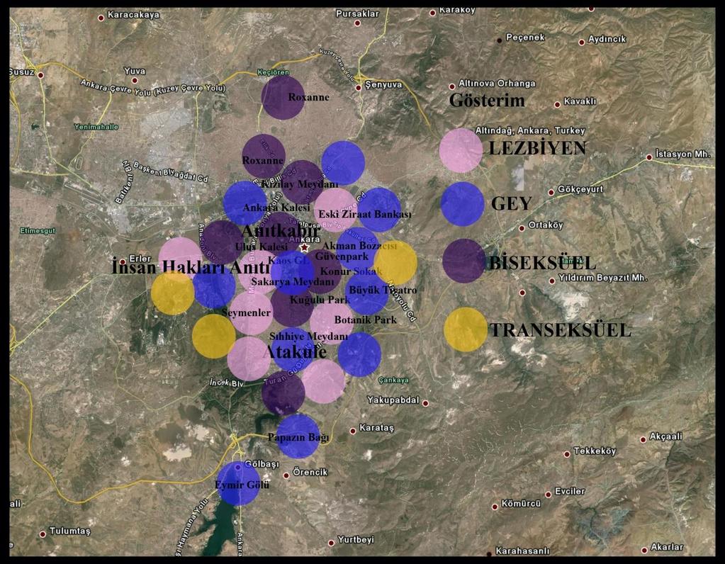 232 gösterenlerin %38 i gey ve biseksüel; %25 i lezbiyendir. Anıtkabir i kent simgesi olarak ifade edenlerin %55 i gey, %37 si lezbiyen, %9 u biseksüeldir.