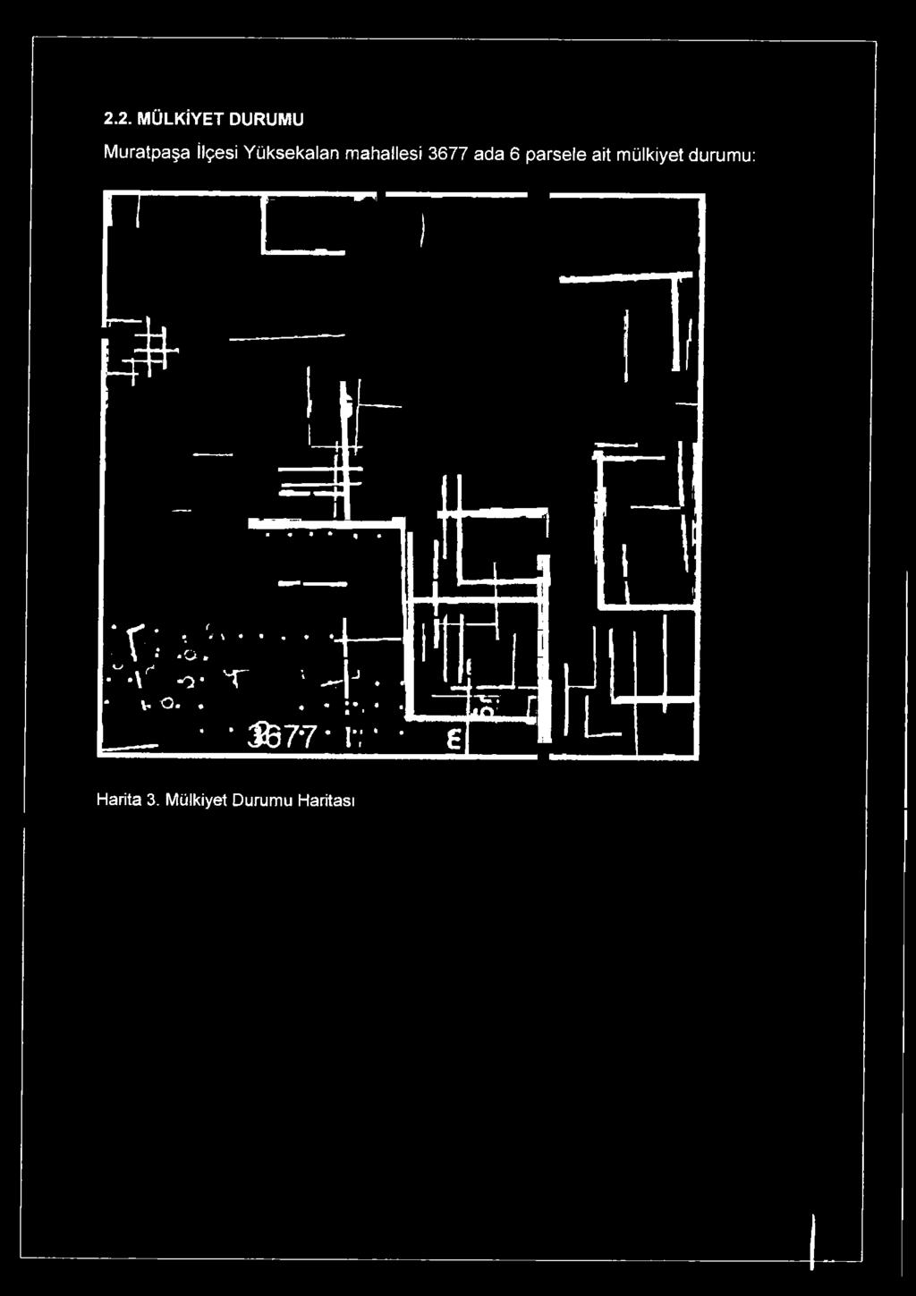 2.2. MÜLKİYET DURUMU Muratpaşa İlçesi Yüksekalan mahallesi 3677 ada 6 parsele ait mülkiyet durumu: T