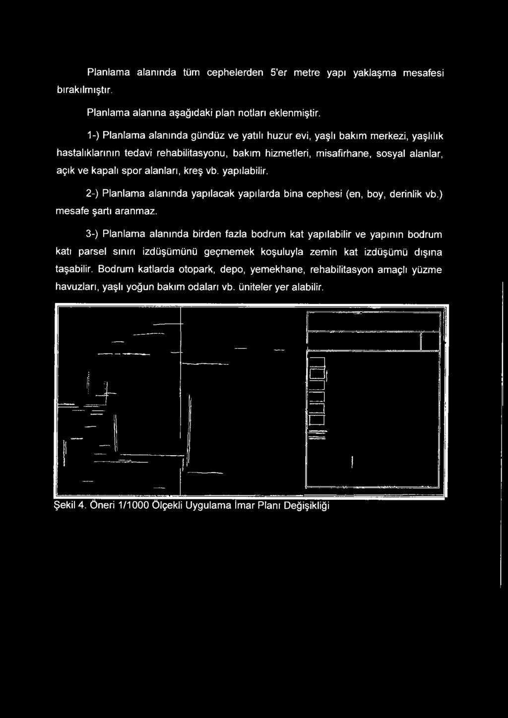 vb. yapılabilir. 2-) Planlama alanında yapılacak yapılarda bina cephesi (en, boy, derinlik vb.) mesafe şartı aranmaz.