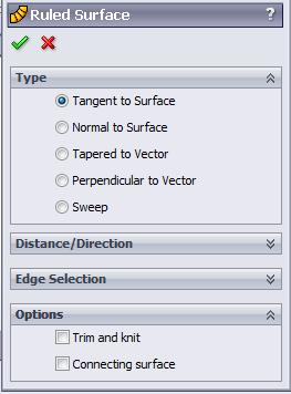 ġekil 1.31: Offset Surface diyalog kutusu 1.8. Cetvel Yüzeyler OluĢturma (Ruled Surface) Seçilen yüzeyin kenarlarını belirlenen ölçü kadar uzatmak için kullanılır.