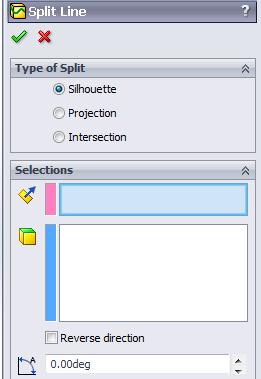 1.19. Eğriler (Curves) 1.19.1. Ayrım Çizgisi (Split Line) Katı model yüzeyleri bölerek parçalı yüzeyler hâline getirmek için kullanılır.